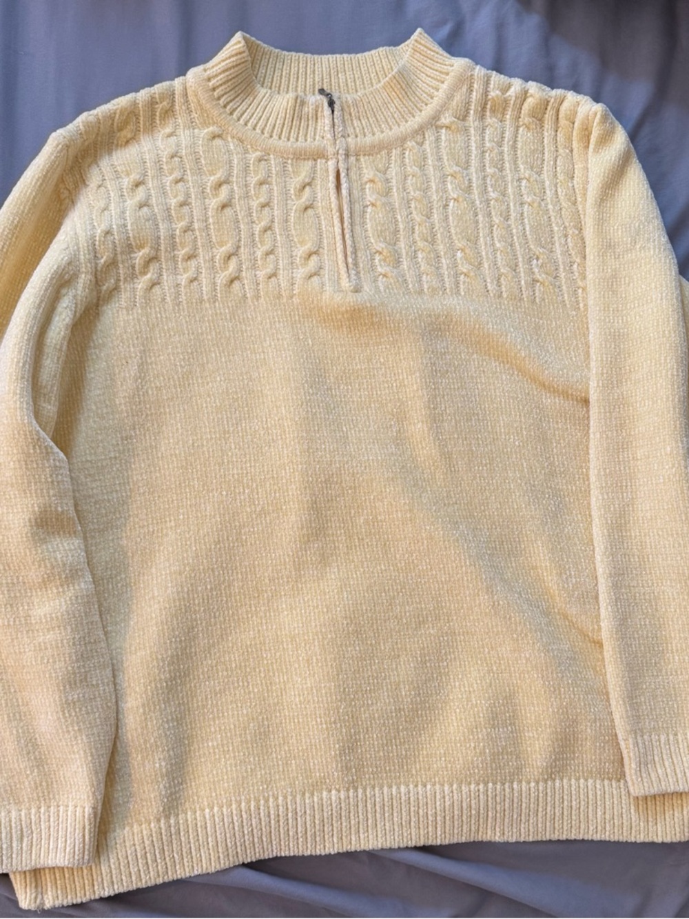 Women’s Cable Yoke Half-Zip Sweater - Pastel Yellow
